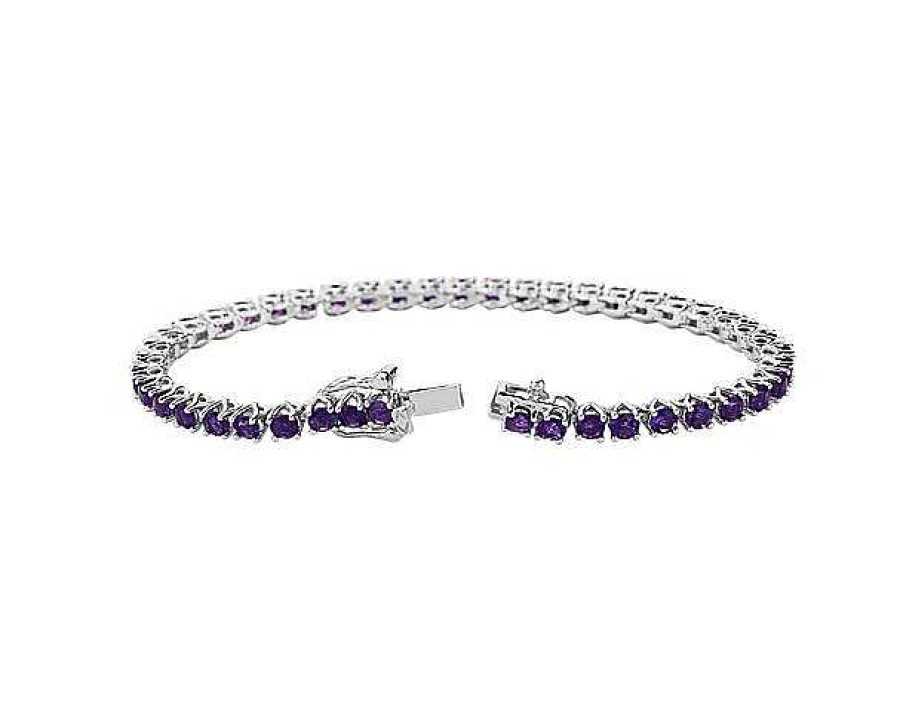 Bracelets | Blue Nile Amethyst Tennis Bracelet In Sterling Silver (3Mm)