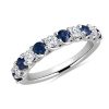 Women'S Rings | Blue Nile Tessere Sapphire And Diamond Anniversary Ring In 14K White Gold (2.8Mm)