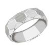 Men'S Rings | Blue Nile Raised Hexagon Lined Wedding Ring In 14K White Gold (7Mm)