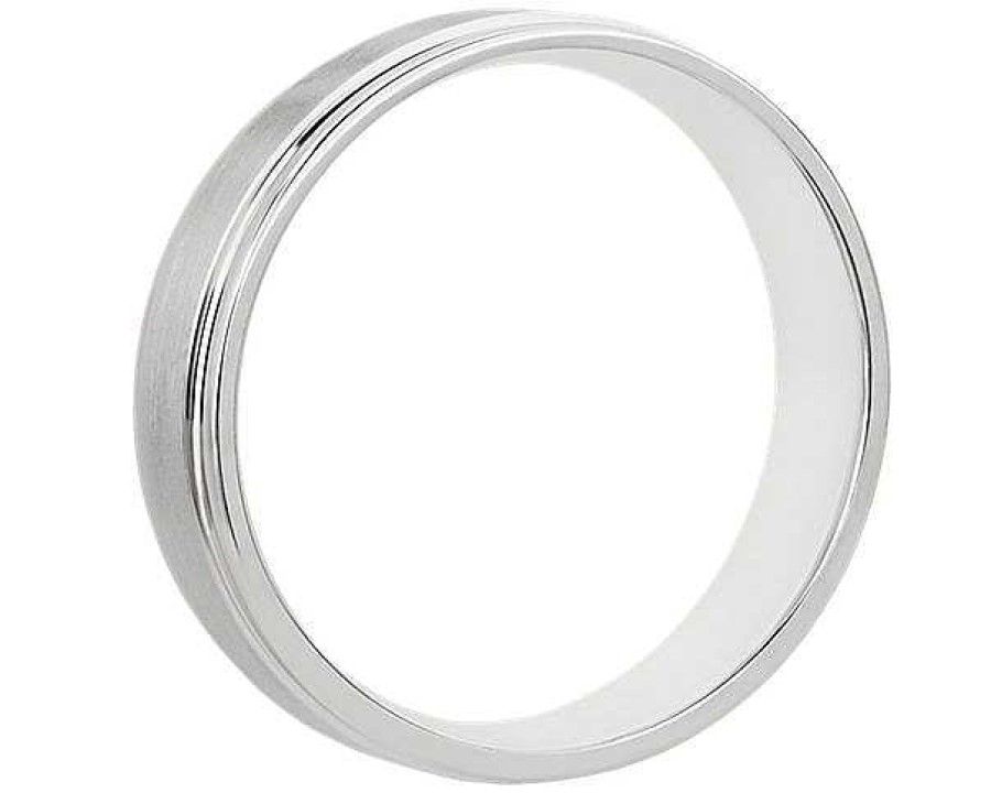 Men'S Rings | Blue Nile Brushed Inlay Wedding Ring In Platinum (5Mm)