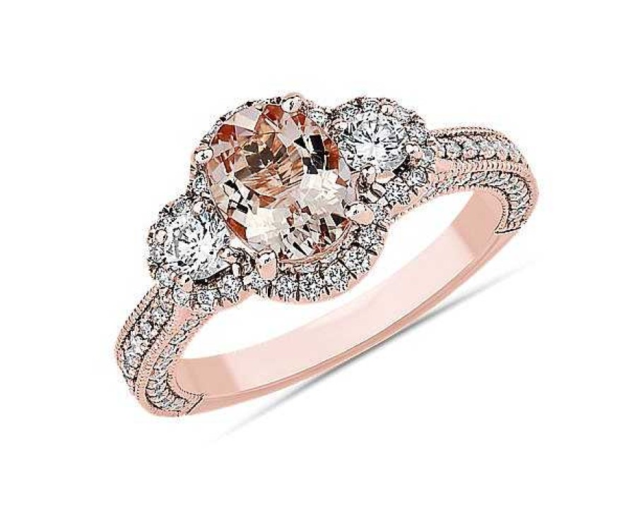 Rings | Blue Nile Morganite And Diamond Fashion Ring In 14K Rose Gold