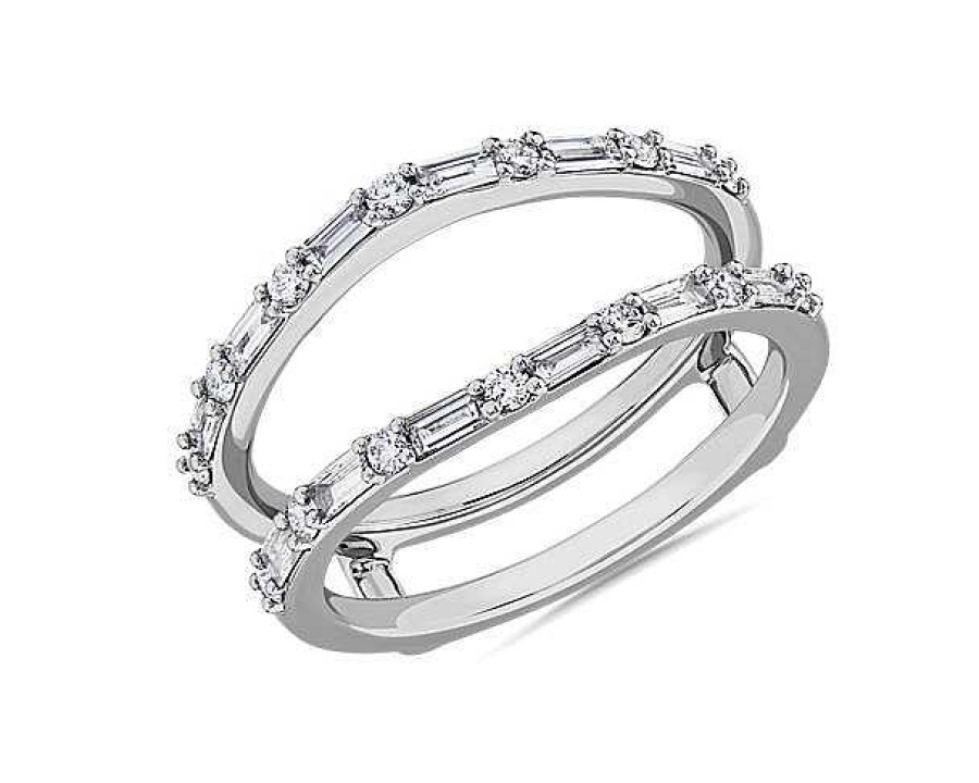 Women'S Rings | Blue Nile Baguette And Round Diamond Insert In Platinum (1/2 Ct. Tw.)