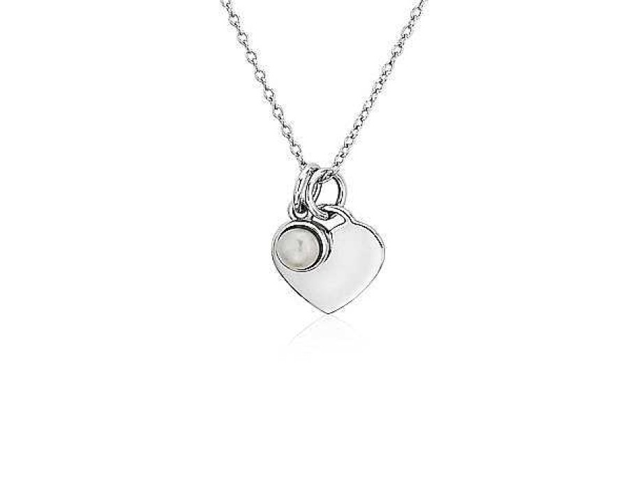 Necklaces | Blue Nile Heart Pendant With Freshwater Pearl Charm In Sterling Silver