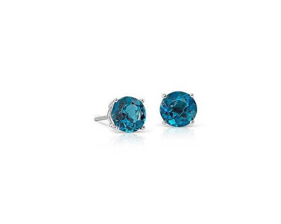 Earrings | Blue Nile London Blue Topaz Stud Earrings In 14K White Gold (7Mm)