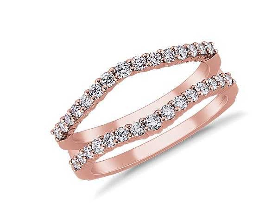 Women'S Rings | Blue Nile Curved Pav Diamond Ring Insert In 14K Rose Gold (1/2 Ct. Tw.)