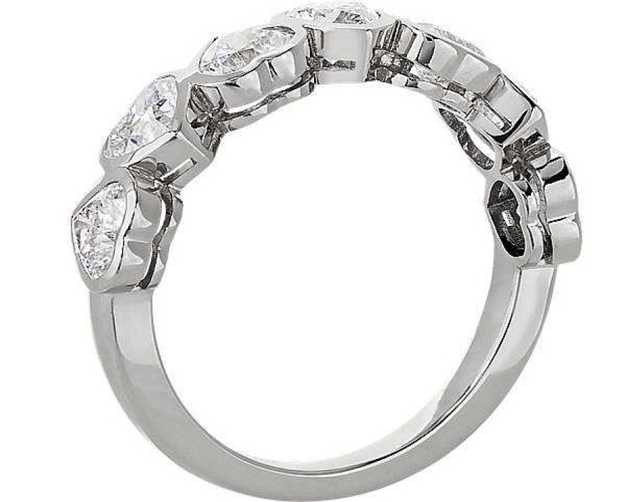 Women'S Rings | Blue Nile 7 Stone Heart Bezel Diamond Anniversary Ring In 14K White Gold (1 3/4 Ct. Tw.)