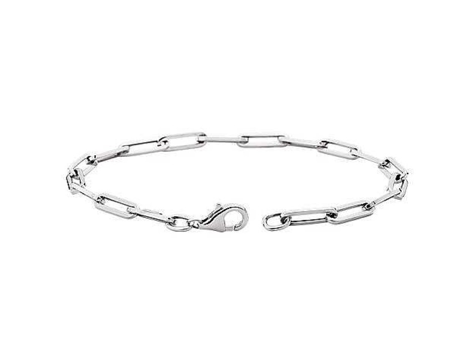 Bracelets | Blue Nile 7.5" Paperclip Bracelet In 14K Italian White Gold (4 Mm)