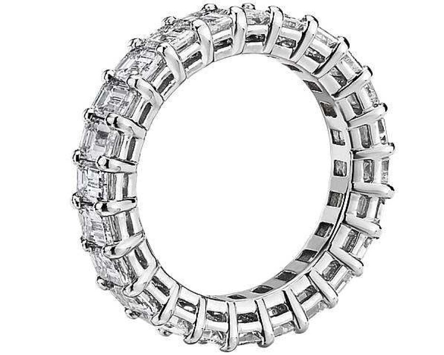 Women'S Rings | Blue Nile Lab Grown Diamond Emerald Cut Eternity Ring In 14K White Gold (4 Ct. Tw.)