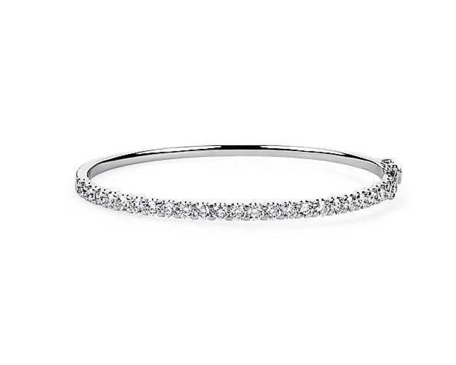 Bracelets | Blue Nile Luna Diamond Bangle In 14K White Gold (3 Ct. Tw.)