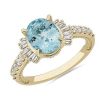 Rings | Blue Nile Oval Aquamarine And Diamond Ring In 14K Yellow Gold (9X7Mm)