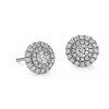 Earrings | Blue Nile Double Halo Diamond Stud Earrings In 18K White Gold (3/4 Ct. Tw.)