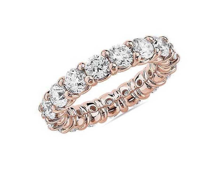 Women'S Rings | Blue Nile Comfort Fit Round Brilliant Diamond Eternity Ring In 18K Rose Gold (4 Ct. Tw.)