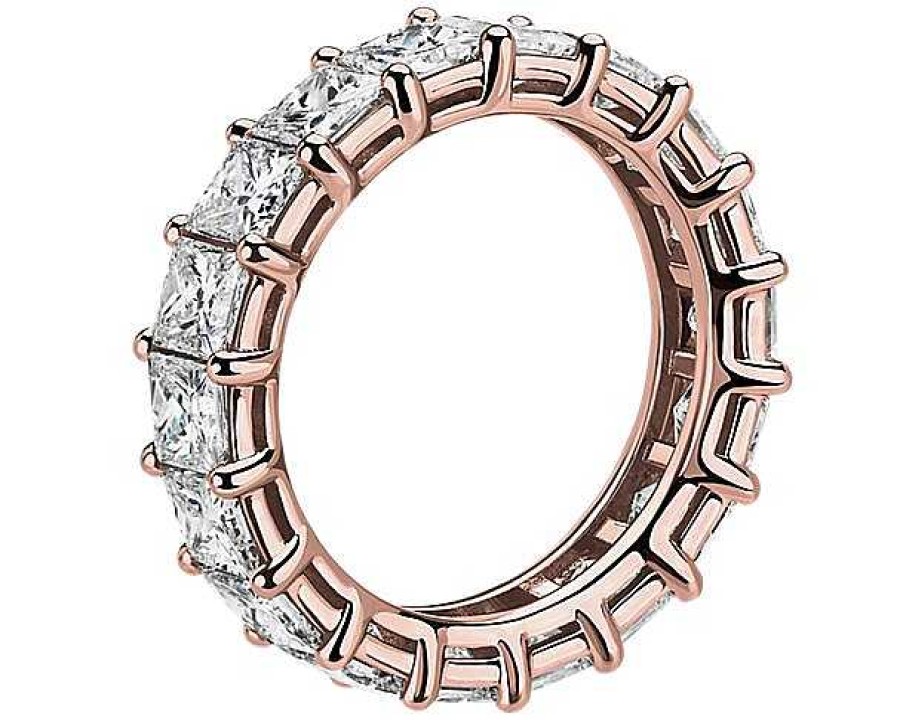 Women'S Rings | Blue Nile Princess Cut Diamond Eternity Ring In 14K Rose Gold (5 Ct. Tw.)