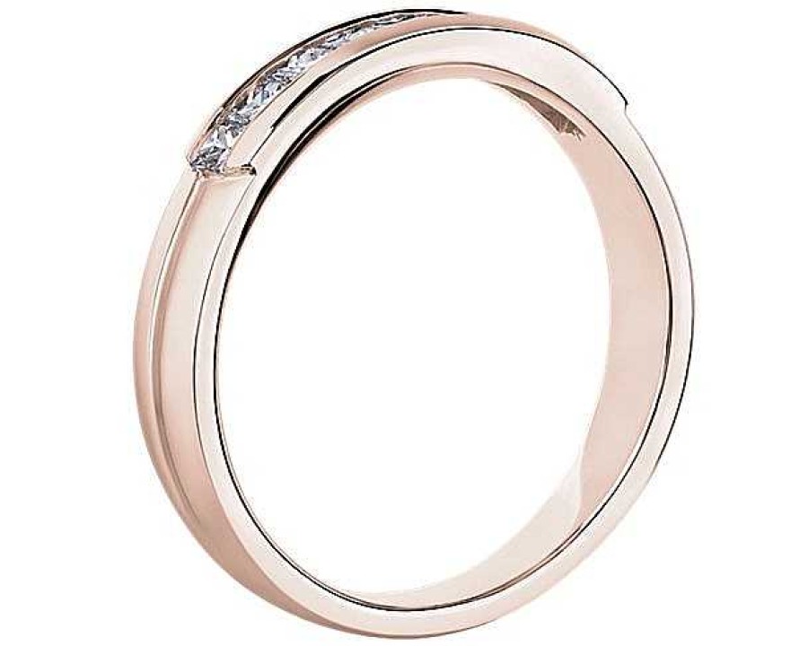 Men'S Rings | Blue Nile Channel Set Princess Cut Diamond Men'S Wedding Ring In 14K Rose Gold (5/8 Ct. Tw.)