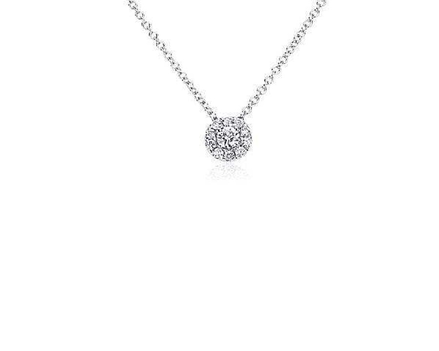 Necklaces | Blue Nile Classic Halo Diamond Pendant In 14K White Gold (1/4 Ct. Tw.)