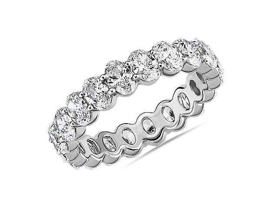 Women'S Rings | Blue Nile Oval Cut Diamond Eternity Ring In 14K White Gold (4 Ct. Tw.)