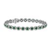 Bracelets | Blue Nile Emerald And Diamond Halo Bracelet In 14K White Gold