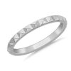 Women'S Rings | Blue Nile Stackable Pyramid Satin Finish Ring In 18K White Gold (2Mm)