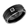 Men'S Rings | Blue Nile Single Black Diamond Wedding Ring In Black Tungsten Carbide (9 Mm, 1/10 Ct. Tw.)