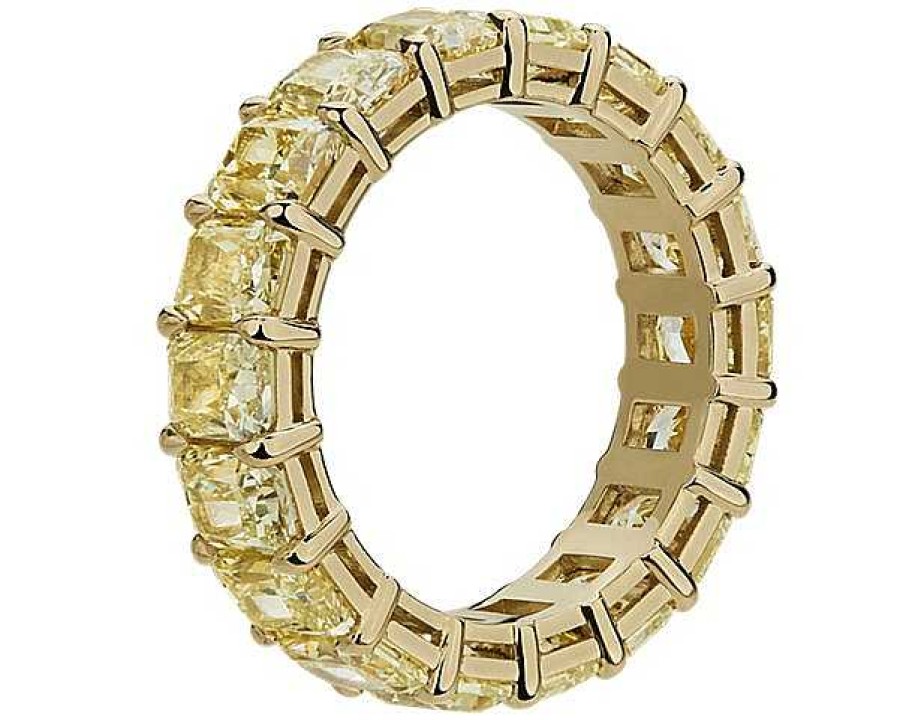 Women'S Rings | Blue Nile Radiant-Cut Yellow Diamond Eternity Ring In 18K Yellow Gold (6 3/8 Ct. Tw.)