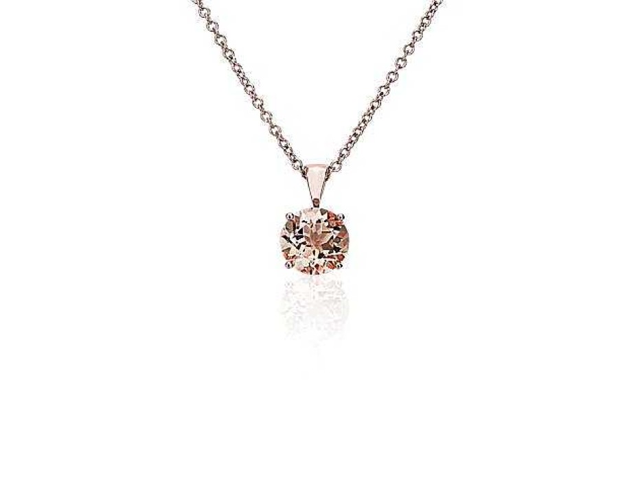 Necklaces | Blue Nile Round Morganite Stud Pendant In 14K Rose Gold (7Mm)