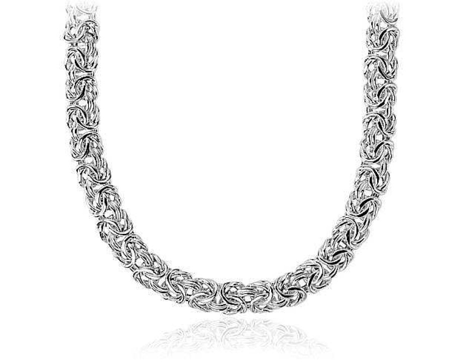 Necklaces | Blue Nile 18" Byzantine Necklace In Italian Sterling Silver (7.5 Mm)