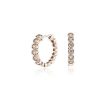 Earrings | Blue Nile Petite Diamond Milgrain Hoop Earrings In 14K Rose Gold (1/4 Ct. Tw.)