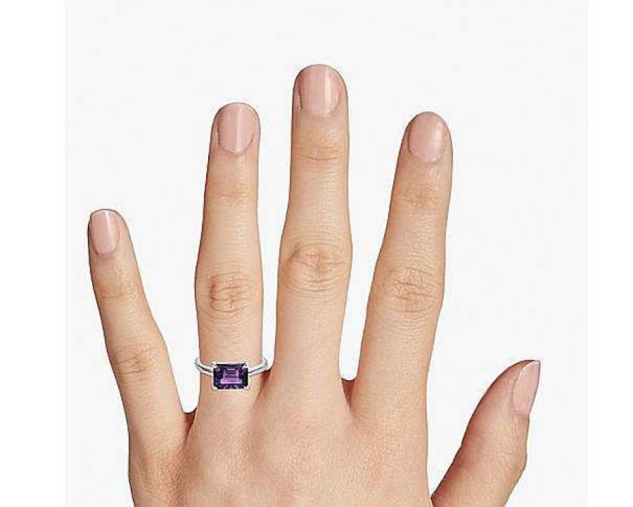 Rings | Blue Nile Amethyst East West Ring In 14K White Gold (9X7Mm)