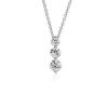 Necklaces | Blue Nile Three-Stone Drop Diamond Pendant In 18K White Gold (1 1/2 Ct. Tw.)