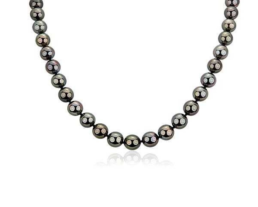 Necklaces | Blue Nile Tahitian Cultured Pearl Strand Necklace In 18K White Gold (9-10Mm)