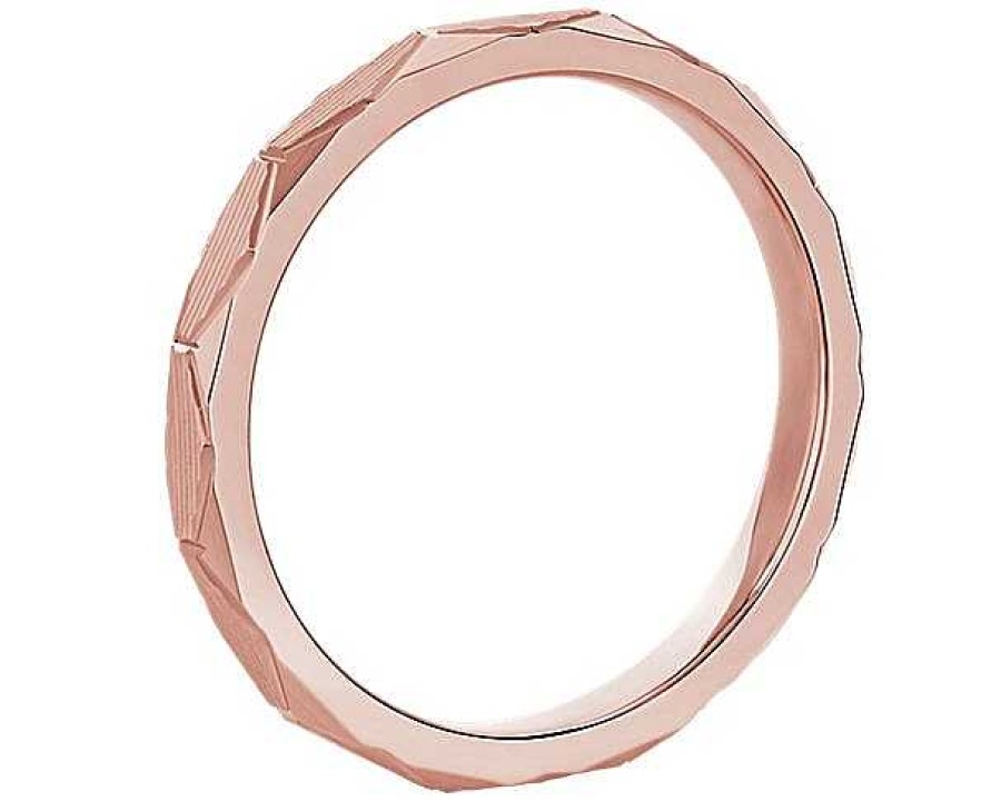 Women'S Rings | Blue Nile Stackable Raised Hexagon Lined Ring In 14K Rose Gold (2Mm)