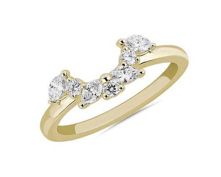 Rings | Blue Nile Romantic Marquise Curved Semi-Halo Diamond Wrap Ring In 14K Yellow Gold (1/3 Ct. Tw.)