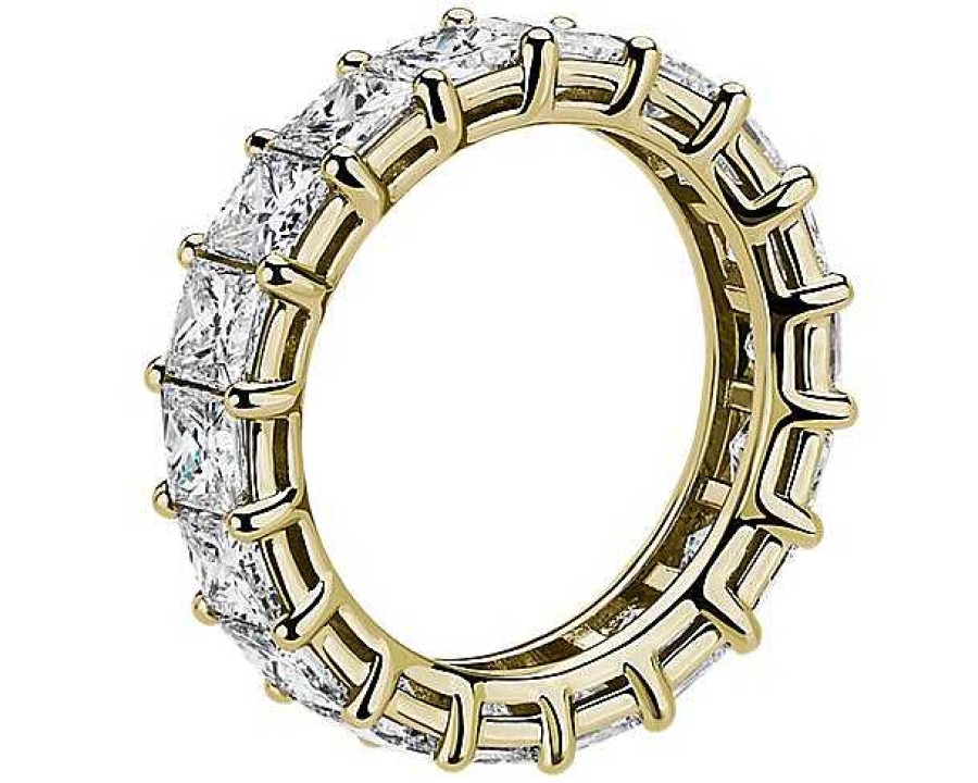 Women'S Rings | Blue Nile Princess Cut Diamond Eternity Ring In 14K Yellow Gold (5 Ct. Tw.)