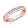 Men'S Rings | Blue Nile Channel Set Princess Cut Diamond Men'S Wedding Ring In 14K Rose Gold (5/8 Ct. Tw.)