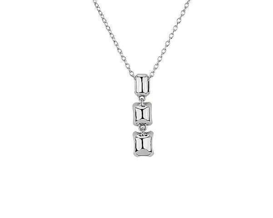 Necklaces | Blue Nile Trio Graduating Emerald Diamond Drop Pendant In 14K White Gold (1 Ct. Tw.)