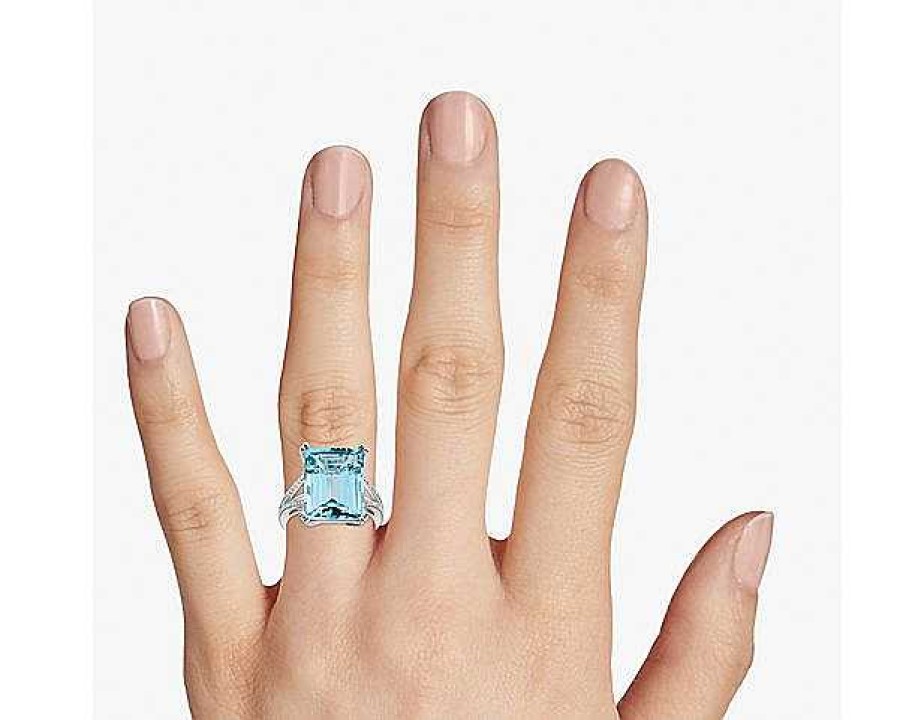 Rings | Blue Nile Sky Blue Topaz And Diamond Cocktail Ring In 14K White Gold