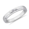 Men'S Rings | Blue Nile Diagonal Channel Set Round Solitaire Diamond Ring In 14K White Gold (.05 Ct. Tw.)