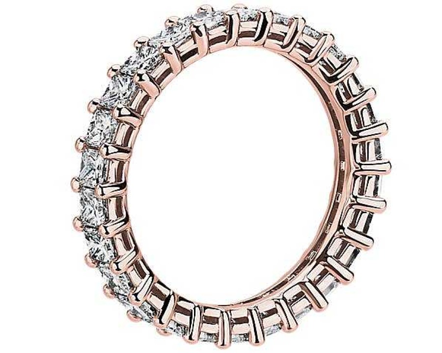 Women'S Rings | Blue Nile Princess Cut Diamond Eternity Ring In 14K Rose Gold (2 Ct. Tw.)