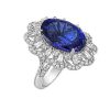 Rings | Blue Nile Extraordinary Collection: Oval Shaped Tanzanite And Diamond Ring In 18K White Gold