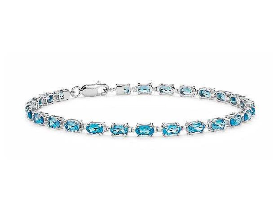 Bracelets | Blue Nile Petite Swiss Blue Topaz Oval Bracelet In Sterling Silver (5X3Mm)