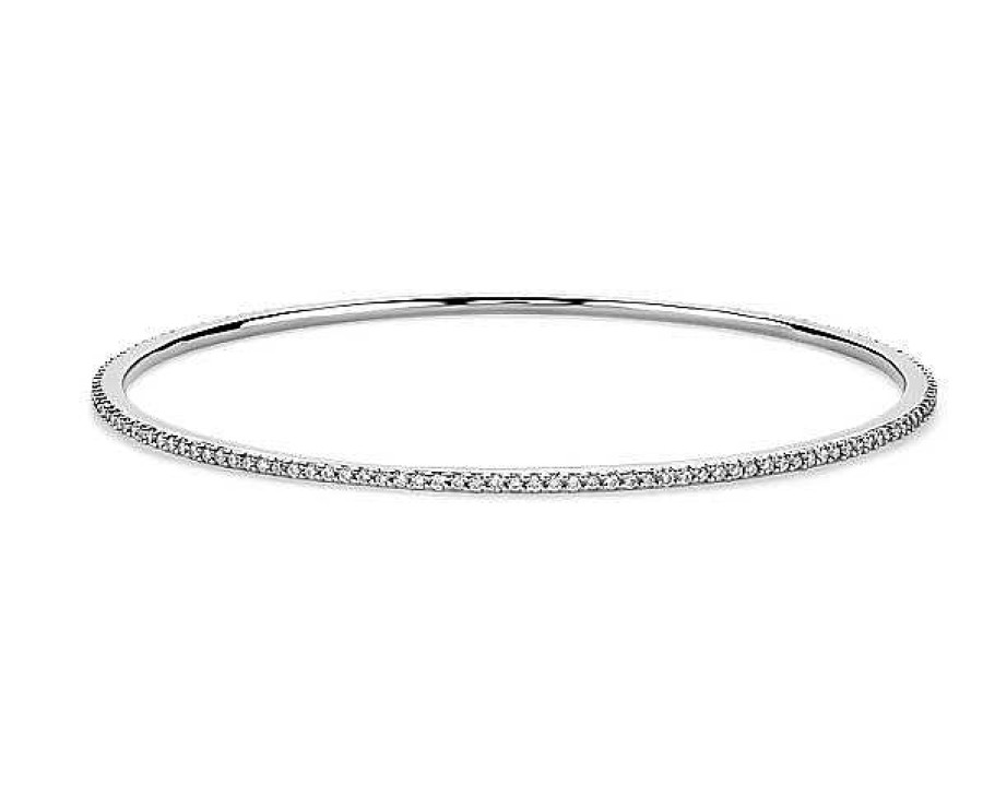 Bracelets | Blue Nile Stackable Pav Diamond Bangle In 18K White Gold (1 Ct. Tw.)