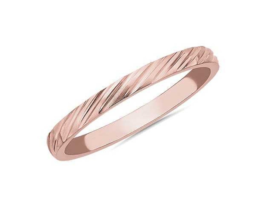 Women'S Rings | Blue Nile Angled Stripe Stackable Ring In 18K Rose Gold (2Mm)