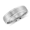 Men'S Rings | Blue Nile Brushed Inlay Wedding Ring In 18K White Gold (6Mm)