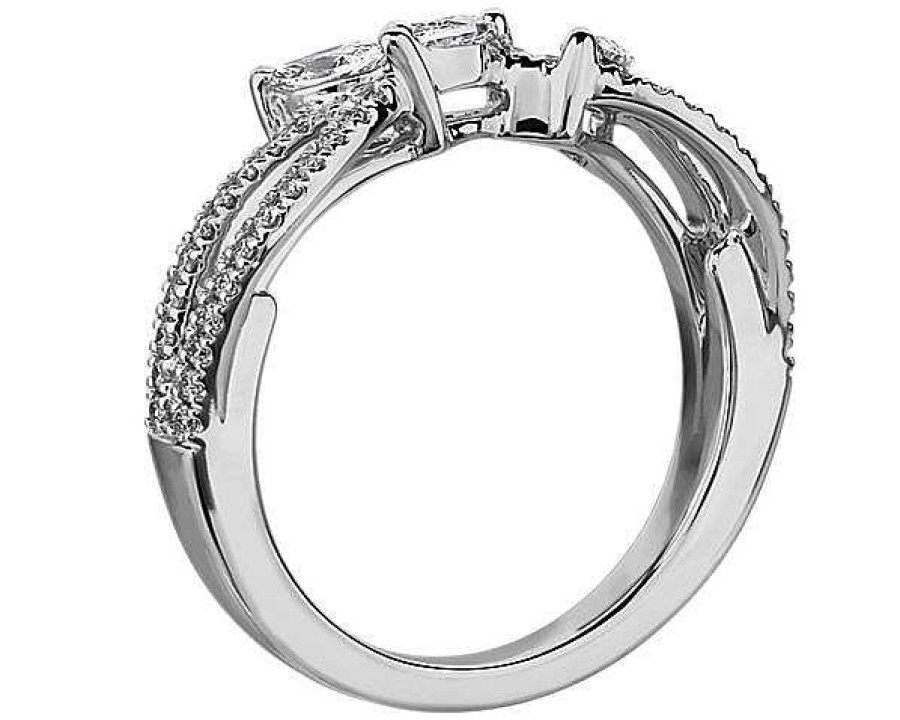 Women'S Rings | Blue Nile Romantic Twist Marquise And Pav Curved Diamond Ring In Platinum (3/8 Ct. Tw.)