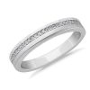 Men'S Rings | Blue Nile Men'S Diamond Pav Edge Wedding Ring In 14K White Gold (1/6 Ct. Tw.)