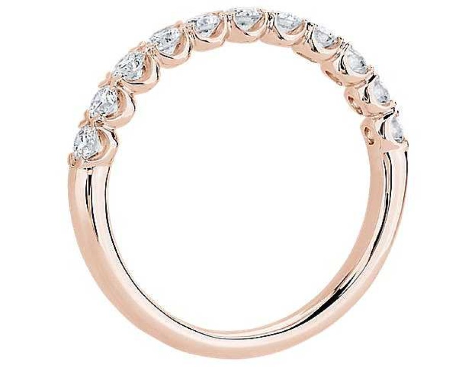 Women'S Rings | Blue Nile V-Prong Pave Diamond Ring In 14K Rose Gold (1/2 Ct. Tw.)