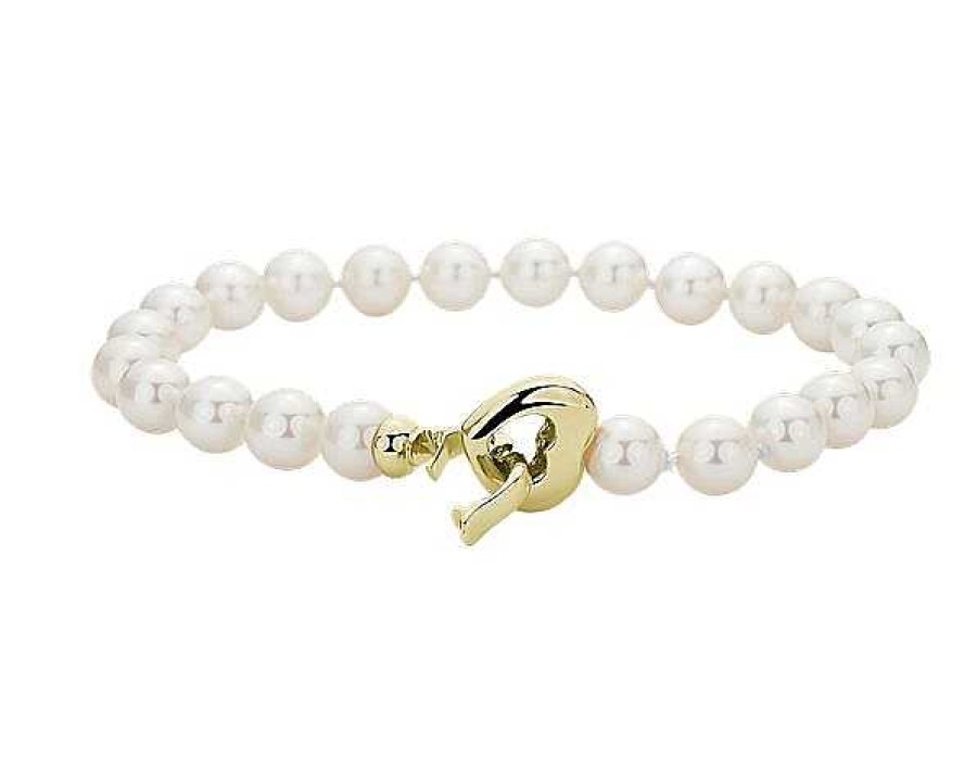 Bracelets | Blue Nile White Freshwater Pearl Bracelet In 14K Yellow Gold (6.5-7Mm)