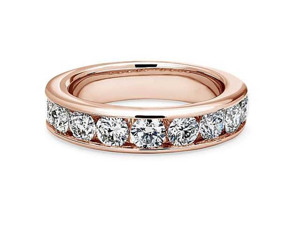 Women'S Rings | Blue Nile Channel Set Round Diamond Ring In 14K Rose Gold (2 Ct. Tw.)