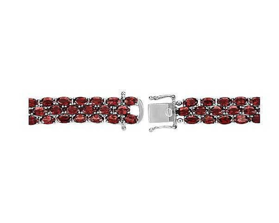 Bracelets | Blue Nile Trio Oval Garnet Bracelet In Sterling Silver (5X3Mm)