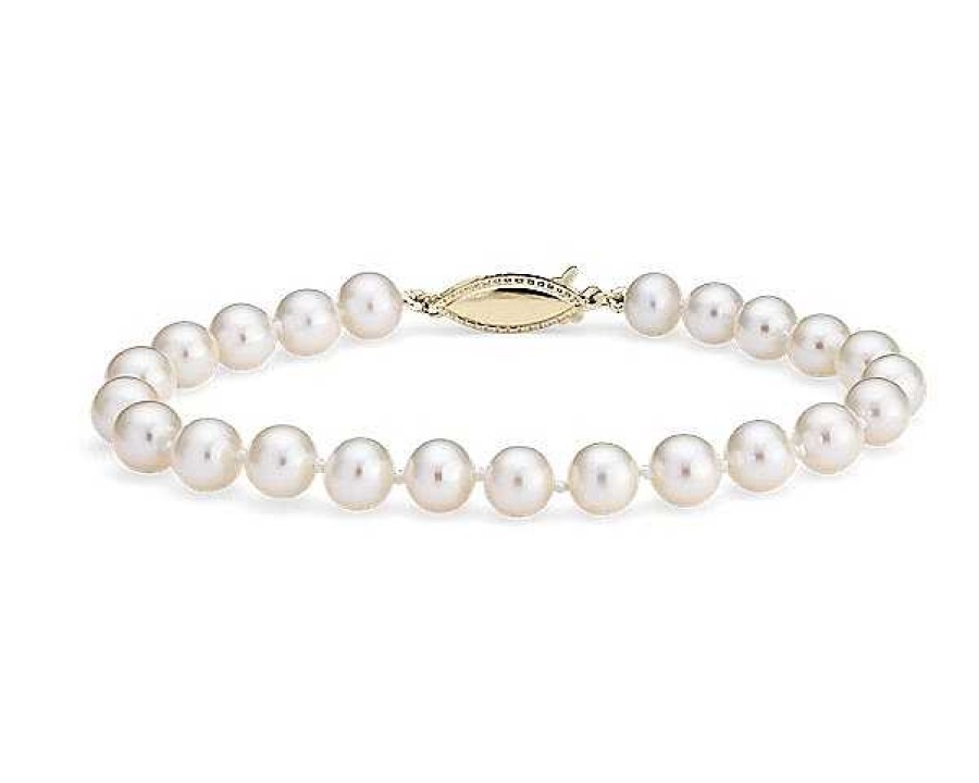 Bracelets | Blue Nile 7.5" Freshwater Cultured Pearl Bracelet In 14K Yellow Gold (6-6.5Mm)